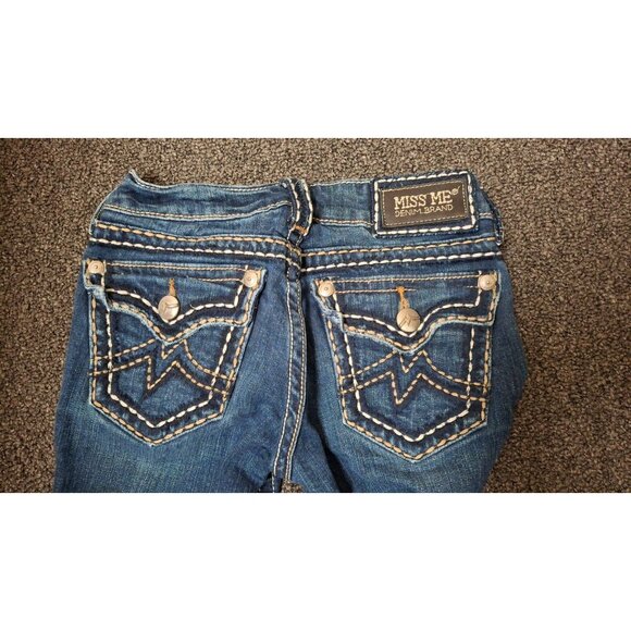 Miss Me JPD1017 Easy Boot Jeans Womens 25X30 Dark Wash Flap Pocket Denim Stitch - Picture 3 of 4